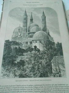 Eglise de St Antoine de Padoue 1864 Gravure Old Print - Picture 1 of 1