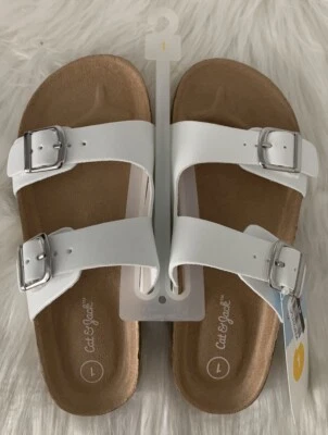 Cat And Jack Slip On Slide Sandal Kids Size 1 White Girls Brand New - Image 1 of 4