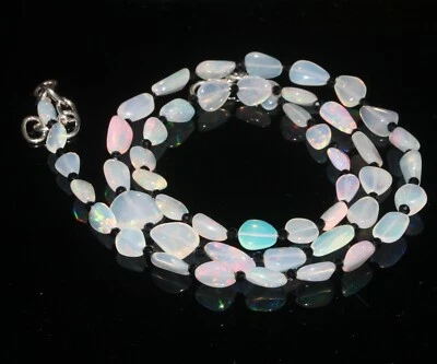 44 Crt Natural Ethiopian Opal Nuggets & Black Spinel Faceted Beads Necklace 1202 - Image 1 of 4