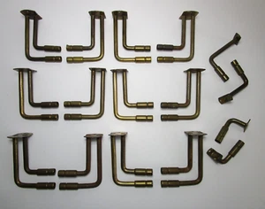 8 Sets Vtg Double Curtain Rod Brackets Wall Mount Brass Finish Metal Hardware - Picture 1 of 22