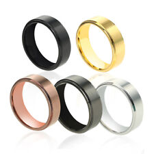 Men Promise Ring Wedding Bands Ring for Men Stainless Steel Step Edged Half Size