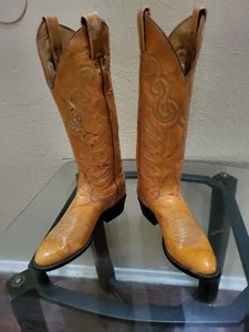 Tony Lama Women's Orange Leather Cowboy Boots. Size 5.5A,Condition Is Very Good. - Picture 1 of 7