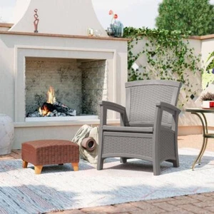Suncast All-Weather Plastic Outdoor Lounge Chair with Storage Ergonomic Gray - Picture 1 of 8