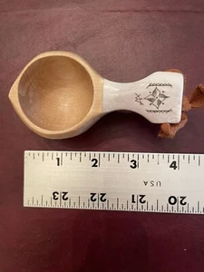 Kuksa Wood/Reindeer Antler Inlaid, Drinking Cup, Handmade in Sweden 4" Long - Picture 1 of 5