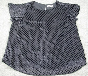 LOFT Plus Tunika Oberteil Damen 22 halbtransparent blau strukturiert Samt Punkte Flatterärmel - Bild 1 von 7