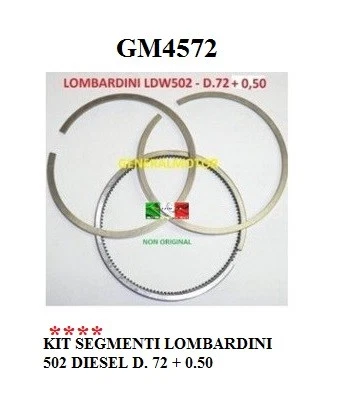 SERIE SEGMENTI PISTONE LOMBARDINI LDW 502 72 + 0,50 DIESEL GM4572 - Immagine 1 di 1