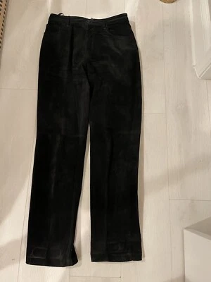 Pantalones de gamuza de cuero Brandon Thomas talla 8 negros Foto 1 de 4