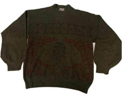 Vintage Rodier Hommes Women’s Size 4 Cotton Blend Crew Neck Sweater Italy Green Foto 1 de 4