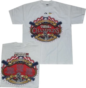 Chicago White Sox Majestic World Series Roster Shirt New 2005 Sticker YOUTH WHT - Picture 1 of 4