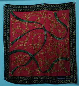 Roberta Dicamerino Vintage Silk Scarf with Chains Pattern In Red & Blue Frame - Picture 1 of 8