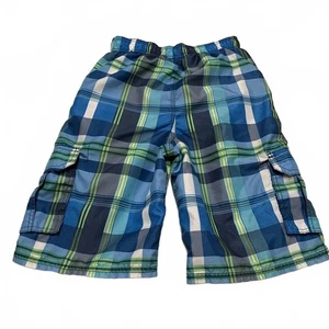 Kanu Surf Boy's Sz L (14-16) Plaid Blue Green Swim Trunks  - Picture 1 of 11