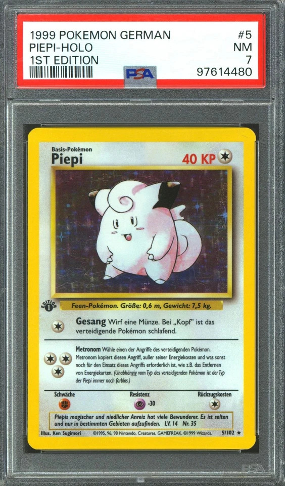 Pokemon Base Set 1st Edition GERMAN Clefairy Piepi 5/102 PSA 7 - Image 1 of 1