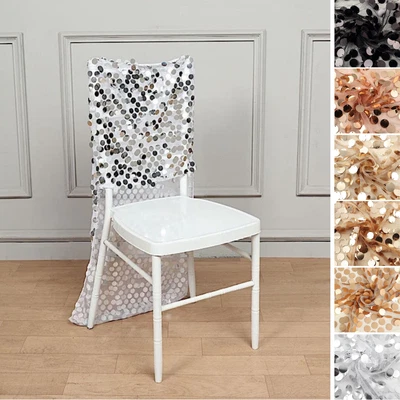 Silla de Comedor Chiavari Lentejuelas Grande Payette Respaldo CUBIERTA DESLIZANTE Fiesta Eventos Decoraciones Foto 1 de 2