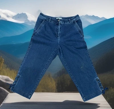 Pantalones de mezclilla recortados con dobladillo elástico talla 10 con dobladillo elástico talla Y2K Westbound Foto 1 de 4