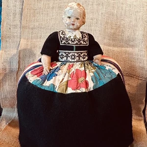 Antique Doll Kettle Cozy late 1800-early 1900s Composition Doll oneofakind - Picture 1 of 16