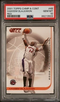 2001 TOPPS CHAMPIONS & CONTENDERS #49 HAKEEM OLAJUWON RED PSA 10 GEM MINT POP 1 - Image 1 of 2