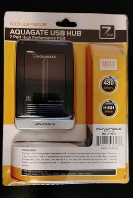 Monoprice Aquagate USB 2.0 высокоскоростной 7-портовый концентратор - Изображение 1 из 2