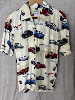 David Carey Shirt Mens Med Corvette Z06 Cars GM Camp Aloha Hawaiian Tropical AOP - Image 1 of 4