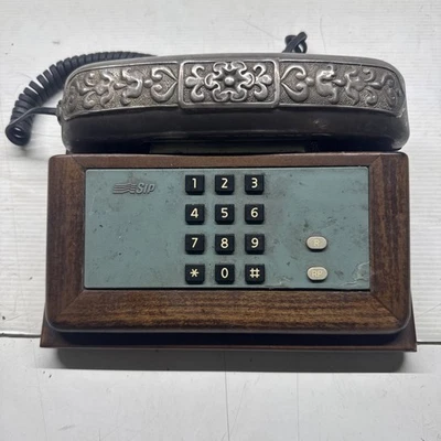 Telefono a Tasti Sip colore Legno E Placcato anni '90 Vintage Raro - Immagine 1 di 4