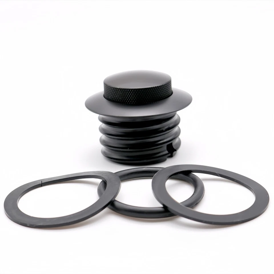 Vented Pop-Up Gas Cap for Harley Dyna/Sportster 1988-2020 - Black Aluminum - Image 1 of 4
