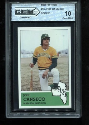 Jose Canseco Rookie 1983 Fritsch #13 Madison Muskies Minor League RC GEM MINT 10 - Image 1 of 2