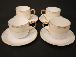Set of Four Flat Cups and Saucers from The Linwood by Noritake Fine China A14 - Picture 1 of 10