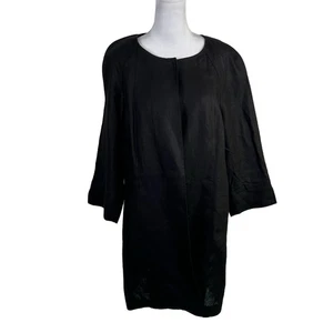 Talbots Black Irish Linen Open Cardigan Jacket Large 3/4 Sleeve Casual Business - Picture 1 of 4
