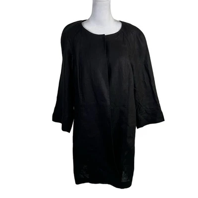 Talbots Black Irish Linen Open Cardigan Jacket Large 3/4 Sleeve Casual Business - Image 1 of 4