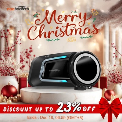 Fodsports FX7 Motorcycle Intercom Bluetooth Helmet Headset 2KM 10 Riders MESH FM - image 1 of 4