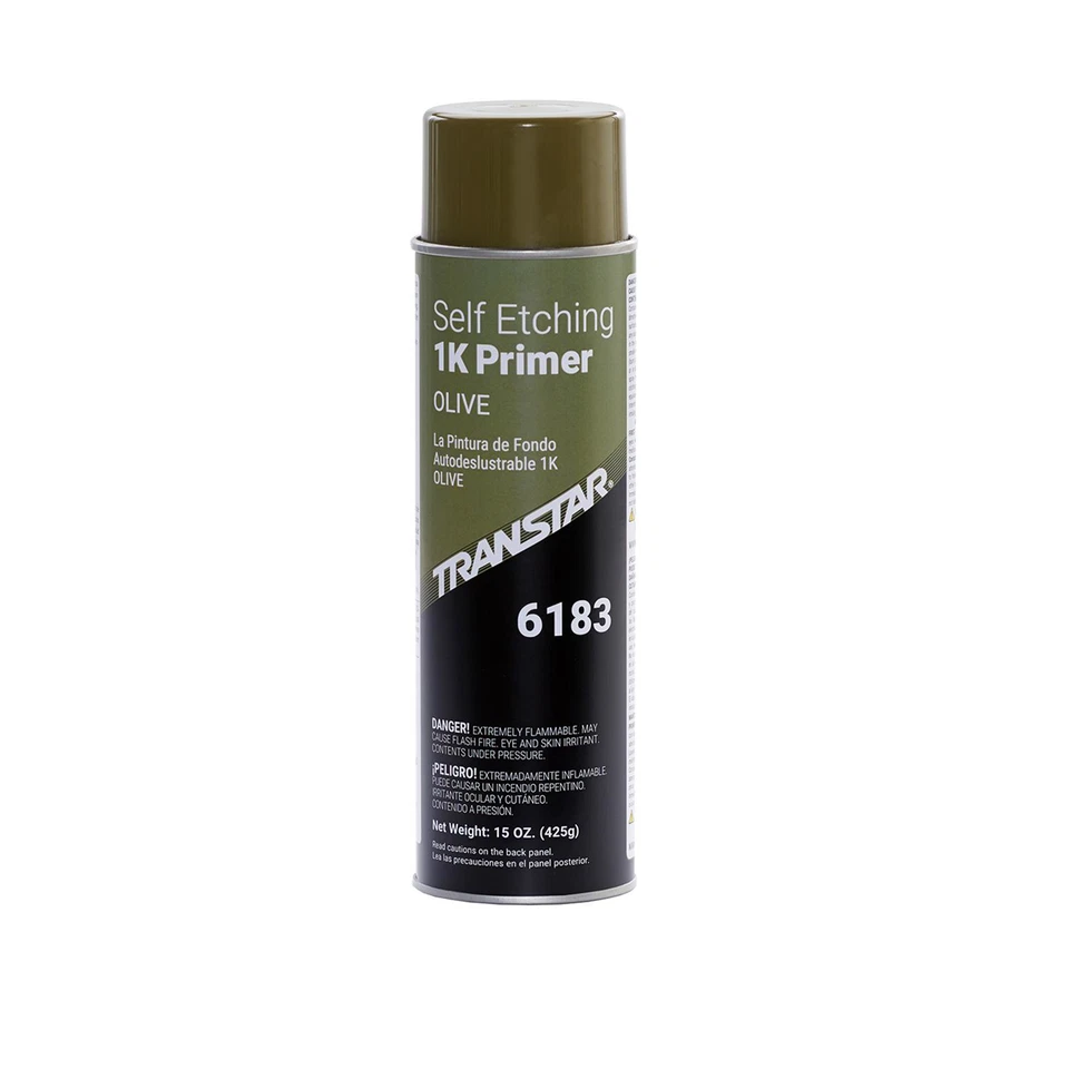 Transtar Autobody Products 6183 Self-Etching 1K Primer, 20 oz Aerosol Can, Olive Foto 1 de 1