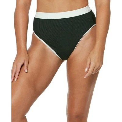 Parte inferior de bikini Jessica Simpson talla grande L negra blanca acanalada cintura alta nueva con etiquetas Foto 1 de 4