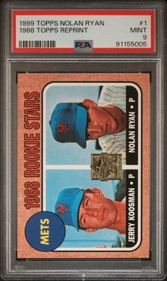 1999 Topps #1 1968 reimpresión Nolan Ryan Mets Rookies Salón de la fama PSA 9 como nuevo Foto 1 de 2