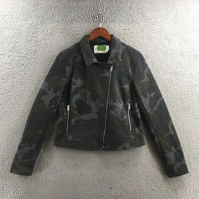 Jaqueta de Moto Anthropologie Camuflada Feminina M Cinza Mistura de Algodão Manga Longa Zíper Completo - Imagem 1 de 4