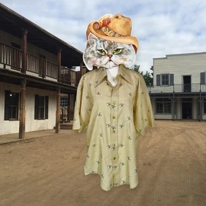 Men’s 1970s CAMPUS FLORAL DISCO SHIRT VTG HIPPIE MOD COUNTRY WESTERN TRUCKER - Picture 1 of 13