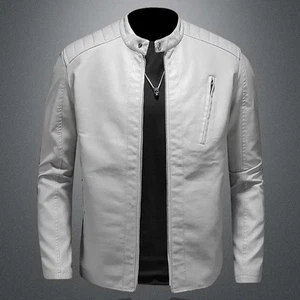 2024 Herren Lederjacke Stehkragen Slim Pu Lederjacke Herbstmode Männer - Bild 1 von 1
