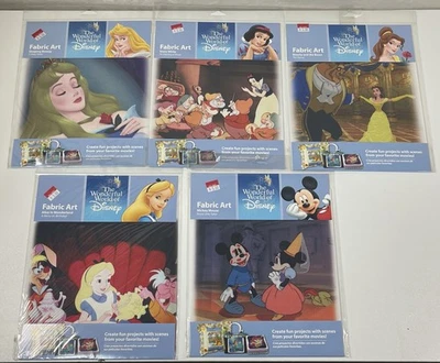 Lot of 5 Wonderful World Of Disney Fabric Art Cotton Print Vintage Y2K 2006 NEW - Image 1 of 4