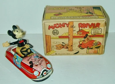 Louis Marx Litho Tin & Plastic W/U Mickey Mouse Driver In Original Box 1950s WDP - Image 1 of 4