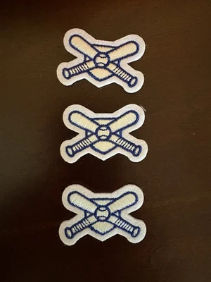 Juego de 3 parches pequeños de béisbol o softbol para chaqueta Letterman blanco azul  Foto 1 de 4