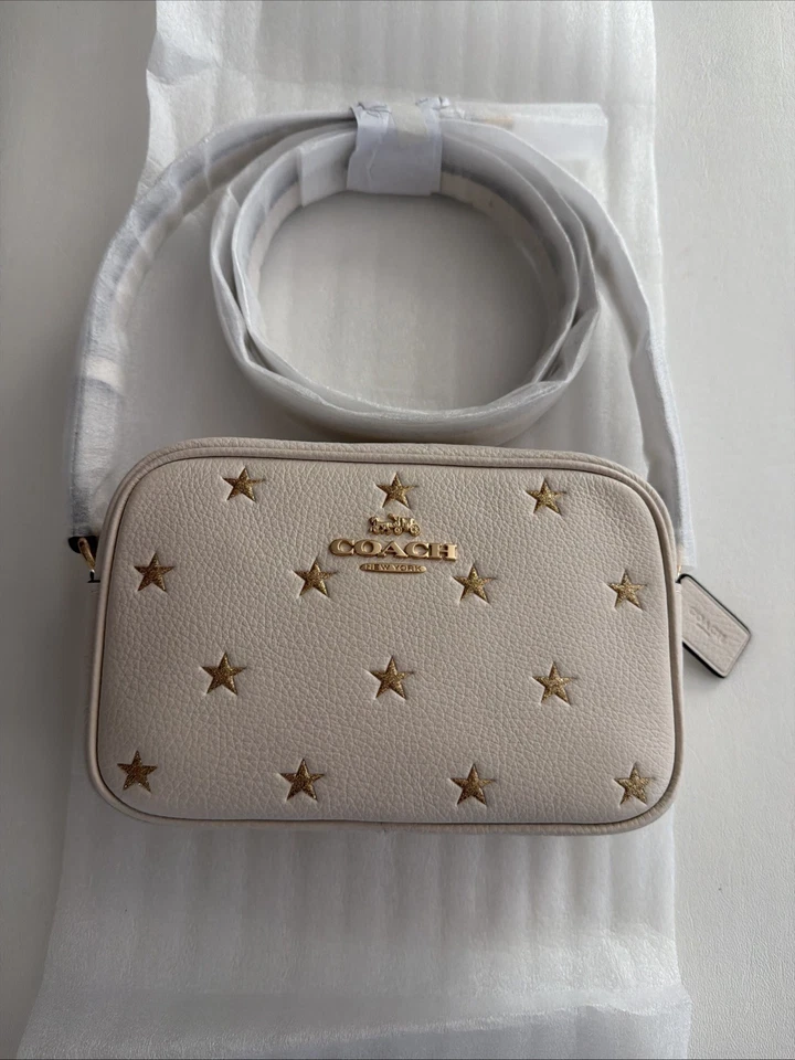 COACH Mini Jamie Camera Bag With Star Print Refined Pebble Leather chalk CZ945