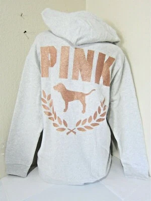 BLING Victoria Secret Rosa ORO ROSA BRILLO BRILLO LOGOTIPO JERSEY SUDADERA CON CAPUCHA L XL 2XL Foto 1 de 4