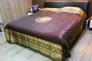 Thai-style "Chang glom" Silk Bedspread Bedcover for Double bed Perfect Souvenir - Picture 1 of 5