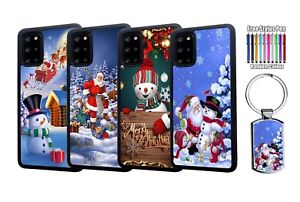 Merry Christmas Snowman  Silicone Phone Case Samsung A21s S23 Plus + Keyring