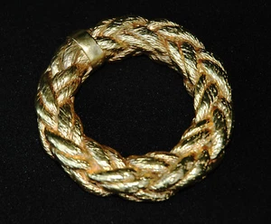 Designer-Armreif Italien 1980er J. Marke GW + ST gestempelt Zopf Kranz golden - Bild 1 von 4