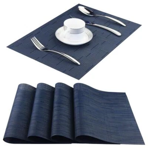 Vinyl PlacematsWashable Table Mats Easy to Clean Woven Placemats for Dining T... - Picture 1 of 6
