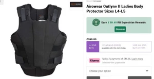 NEW L4 slim SHORT. Uk 14 ish.Body Protector .Airowear JUMP - XC 2018 Regs LOOK - Picture 1 of 18