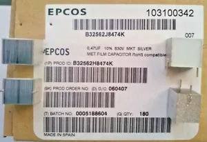 180 unidades condensadores de lámina Epcos *SilverCap* 0,47uF 630V 10% MKT RM15 - Imagen 1 de 1