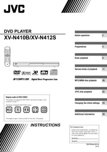 JVC XV-N410B XV-N412S DVD Player Owners Instruction Manual Reprint - Picture 1 of 1