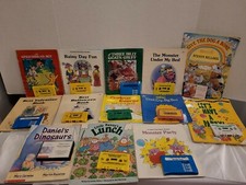 Vintage 13 Misc. Childrens Books With Audio Cassette Tapes Paperback Homeschool