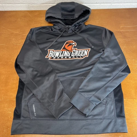 Bowling Green State Falcons Hoodie Mens Large Gray Long Sleeve Nike Therma Fit Cover