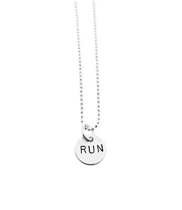 RUN Sterling Silver Running Necklace on 18 inch Sterling Silver Ball Chain - Picture 1 of 9